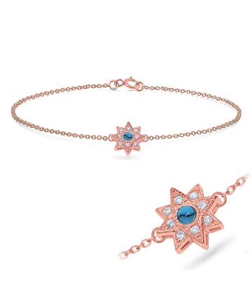 Star Shape with Turquoise and CZ Bracelet BRS-543-RO-GP